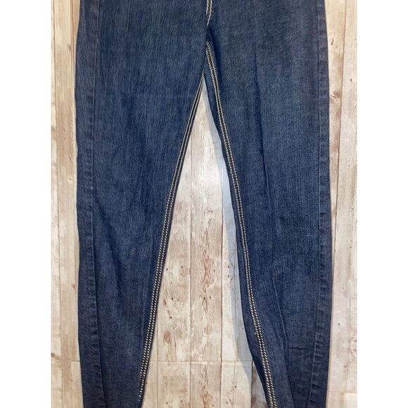 Women's House of Deréon Beyoncé Denim Blue Jeans Size 5/6 Gold Thick Stitch - Picture 4 of 13